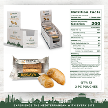 Load image into Gallery viewer, cedar pastries on the go 2 pack cashew baklava in a case of 12 nutritional facts