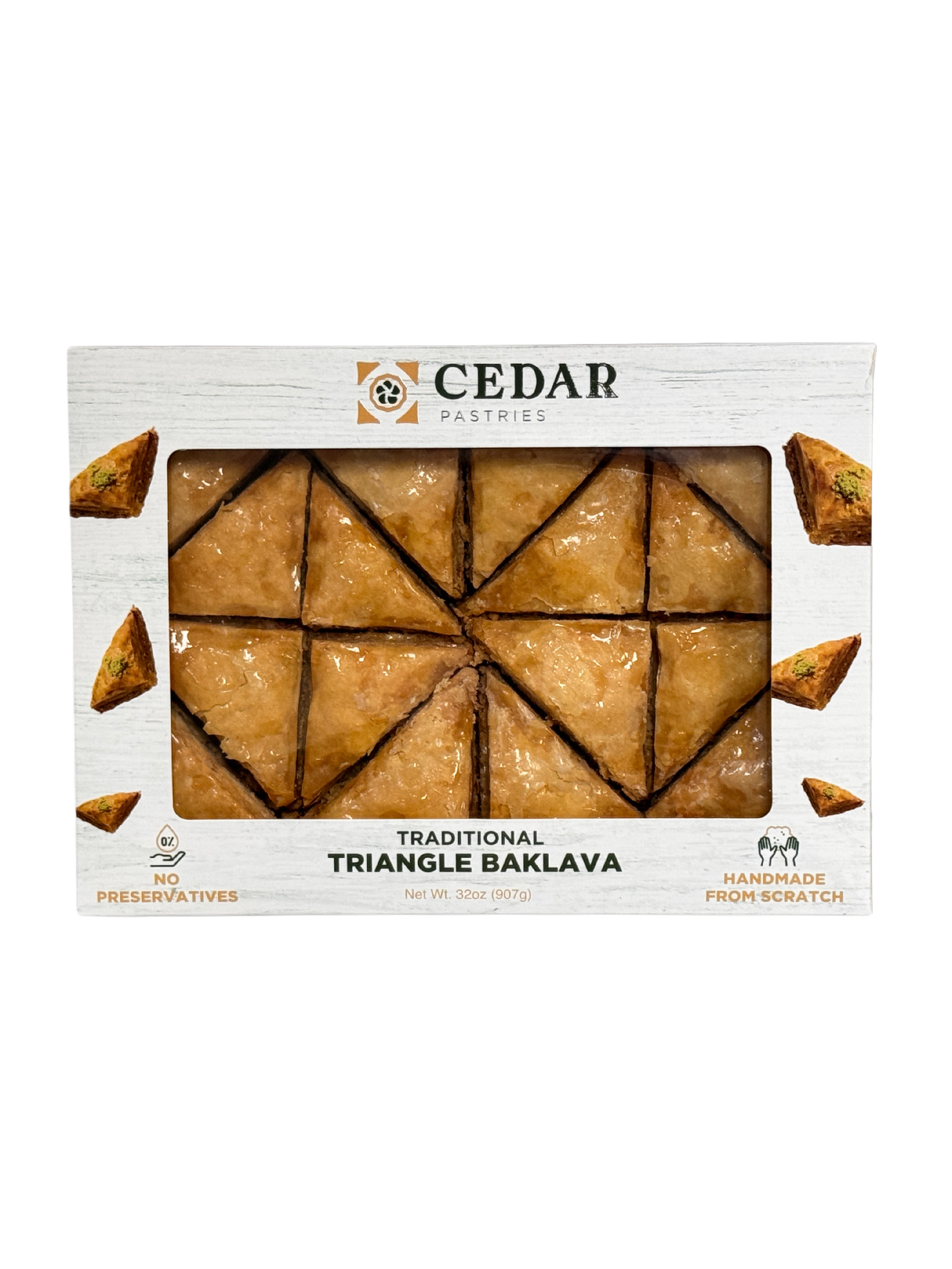 Cedar Pastries Traditional Mediterranean Triangle Baklava (Large)