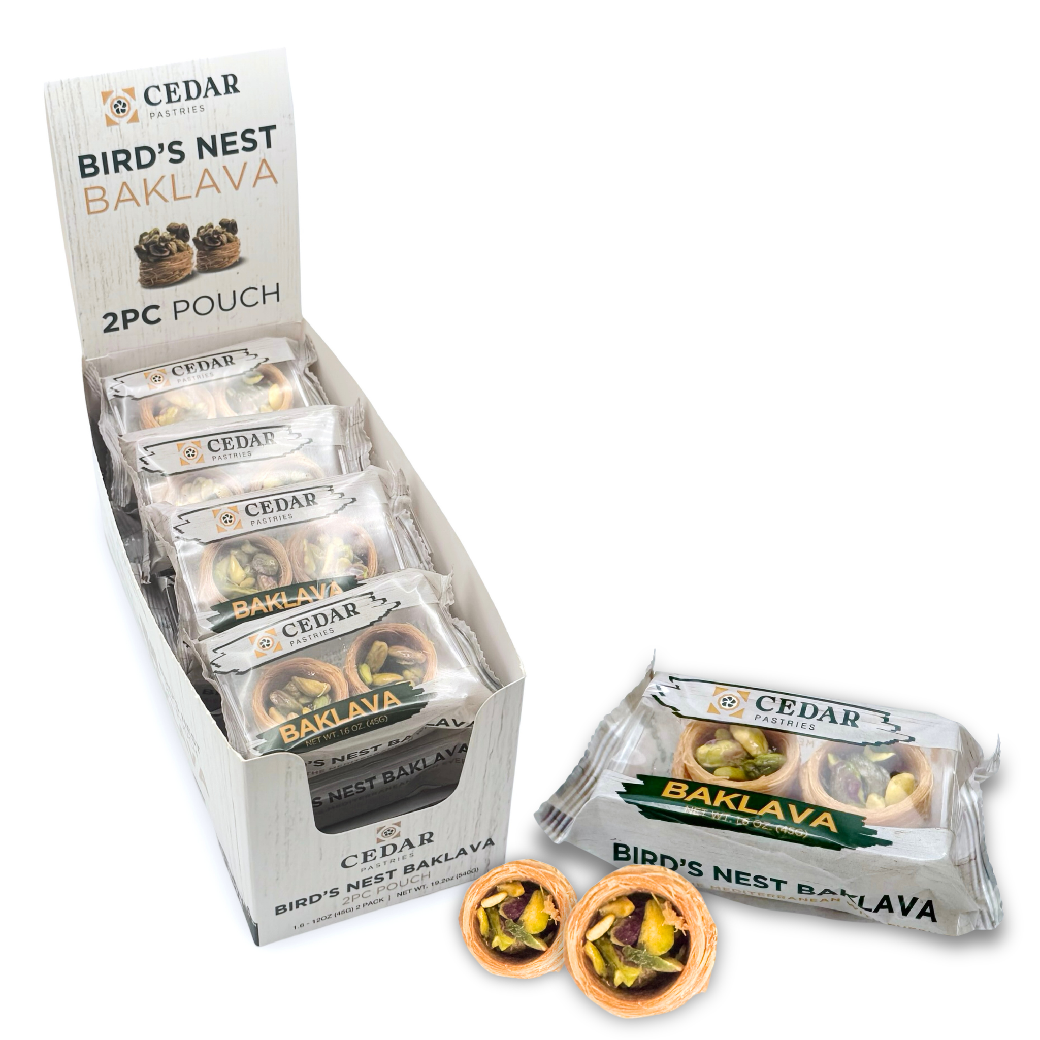 Pistachio Bird's Nest Baklava Snack Packs - Mediterranean Dessert