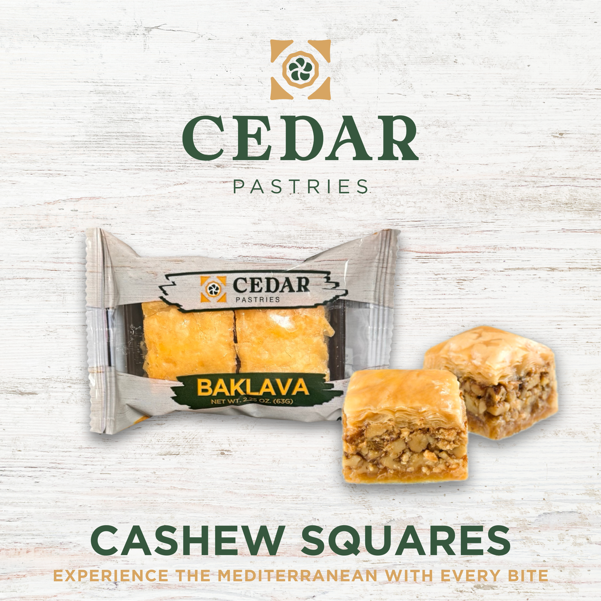 Cashew Baklava Snack Packs (Case of 12) | Single Serve