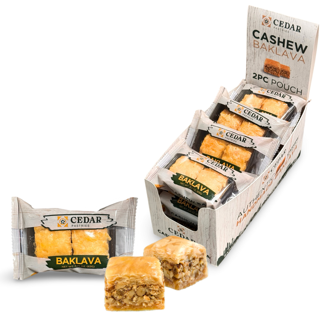 Cedar Pastries 2-Pack Cashew Baklava Squares (Case of 12)